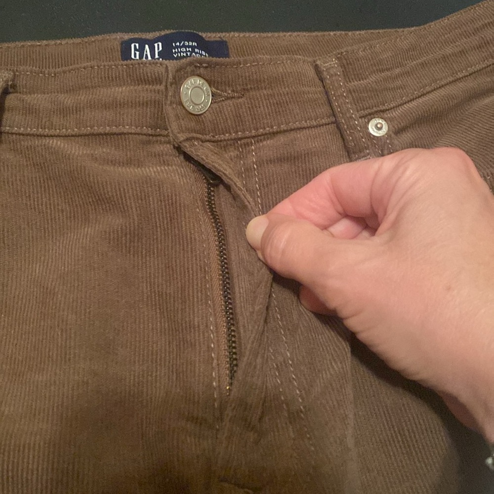 Gap Vintage Slim High Rise chocolate brown Corduroy Pants 14 32 R - Picture 3 of 9